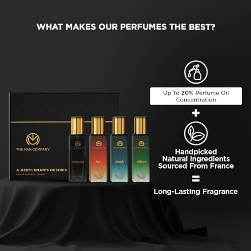 The Man Company Specially Curated Perfume Gift Set for Men 4X20ml – A Gentleman’s Desire | Premium Long-Lasting Fragrance | Citron For Travel | Intense For Office | Musk For Sports | Joy For Outing