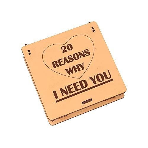 StarLaser 20 Reasons Why I Need You Message Box Gift For Anniversary Birthday And Loveable Person(Engineered Wood, Brown) (Pack of 1),130 gram