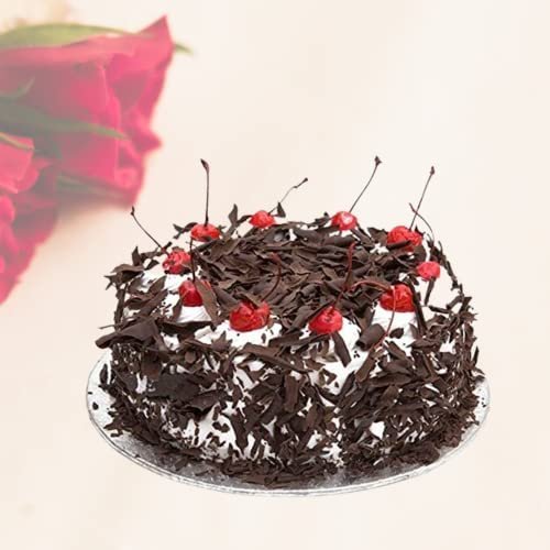 80 Rose Garden Flakey Hearts Black Forest Cake Half Kg Eggless | Birthday Cake | Anniversary Cake |