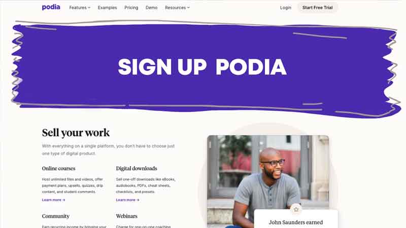 How to sign up for Podia